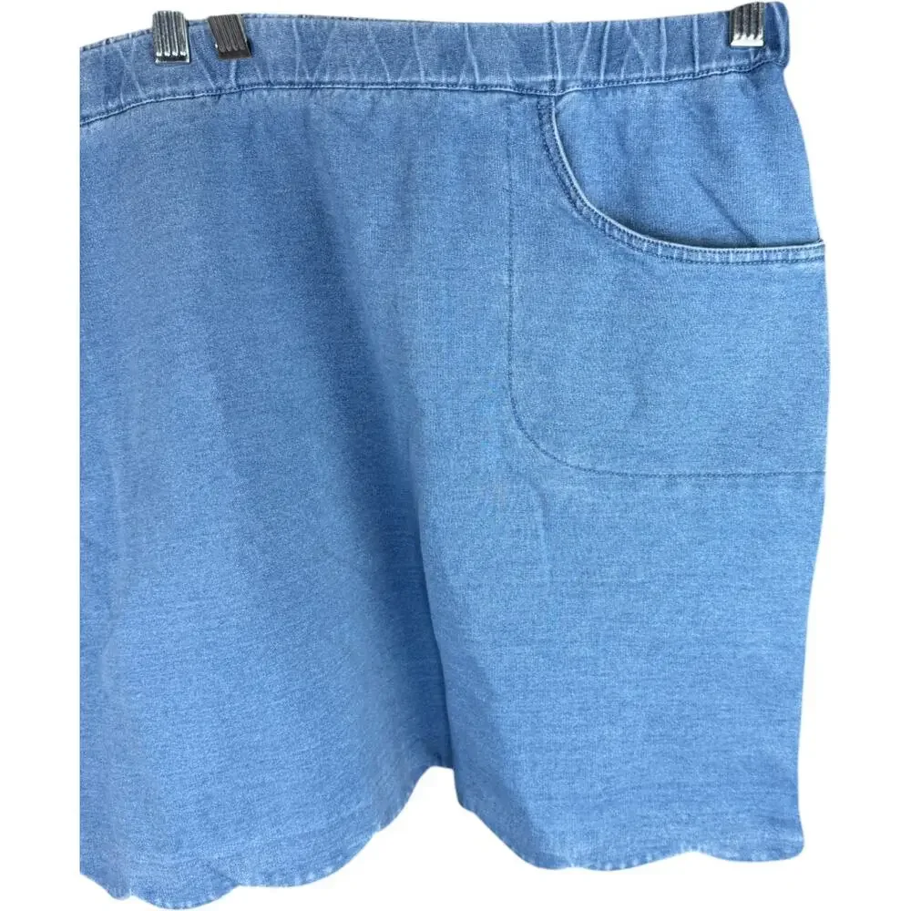 Quacker Factory DreamJeannes‎ Skort 3X Short Blue Stretch Denim Heart Pocket NWT